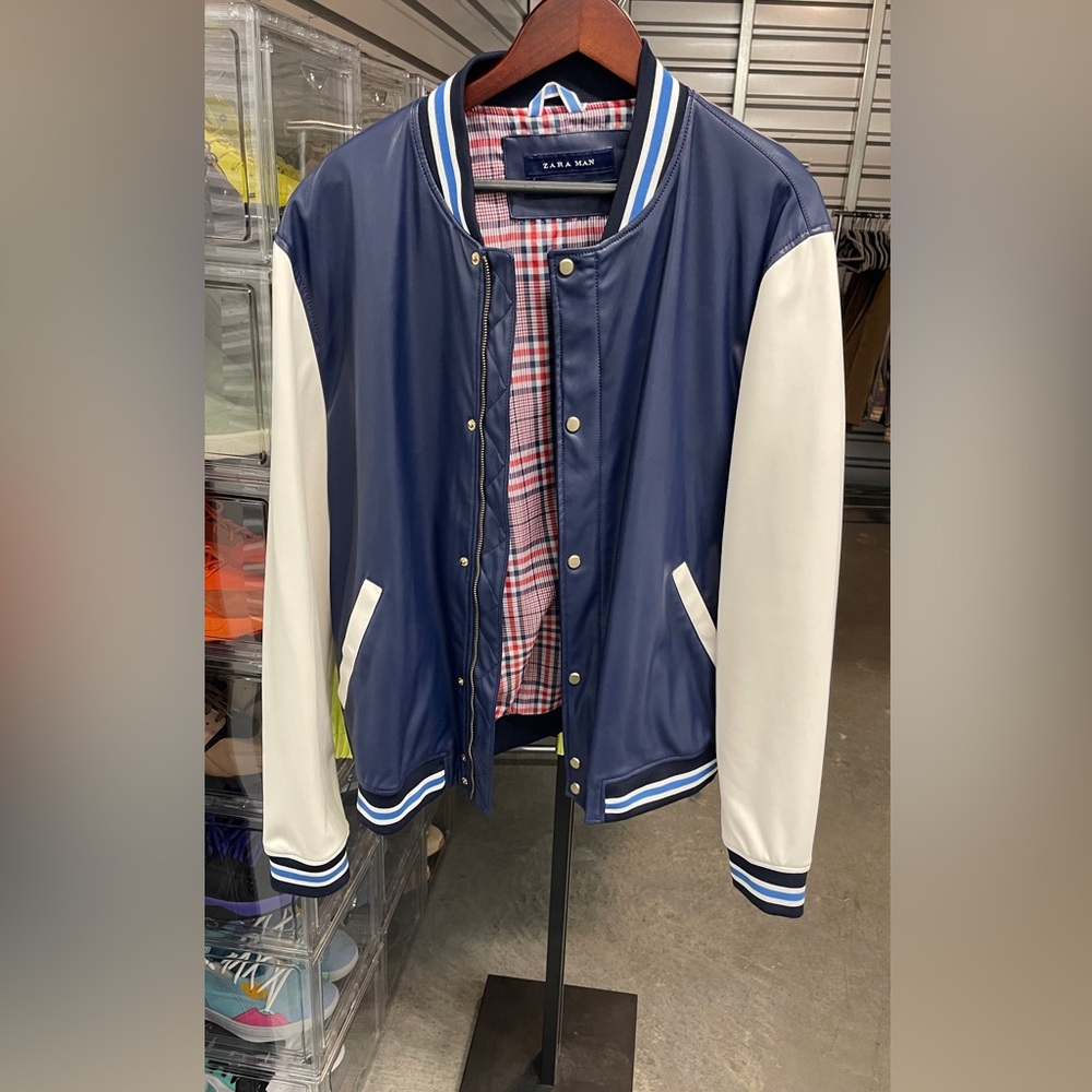 Zara Men Blue Varsity Jacket